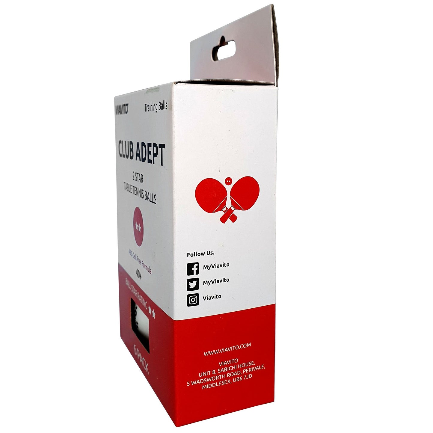 |Viavito Club Adept 2 Star Table Tennis Balls - Pack of 6 - New - Side|