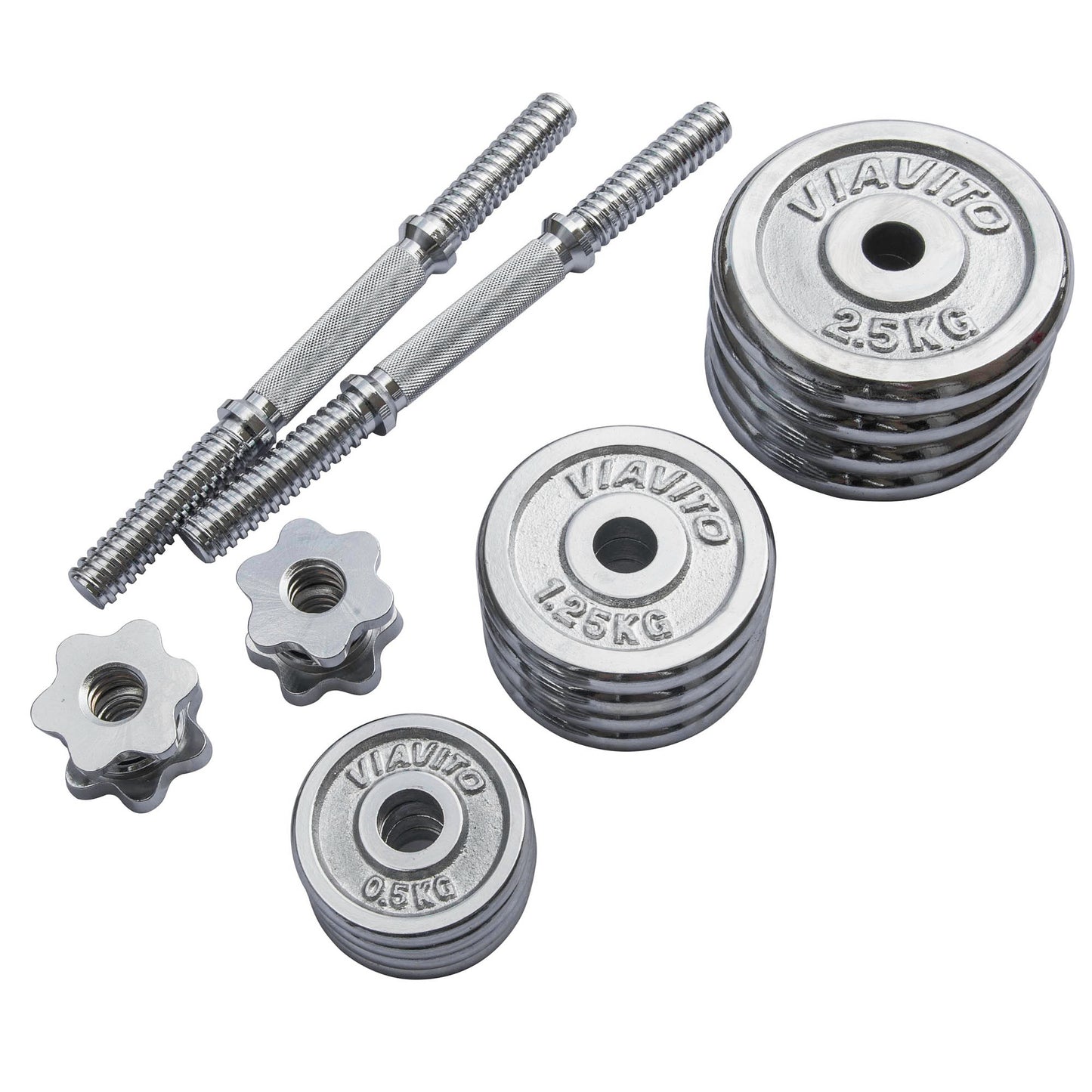 |Viavito 20kg Chrome Dumbbell Set - Parts|