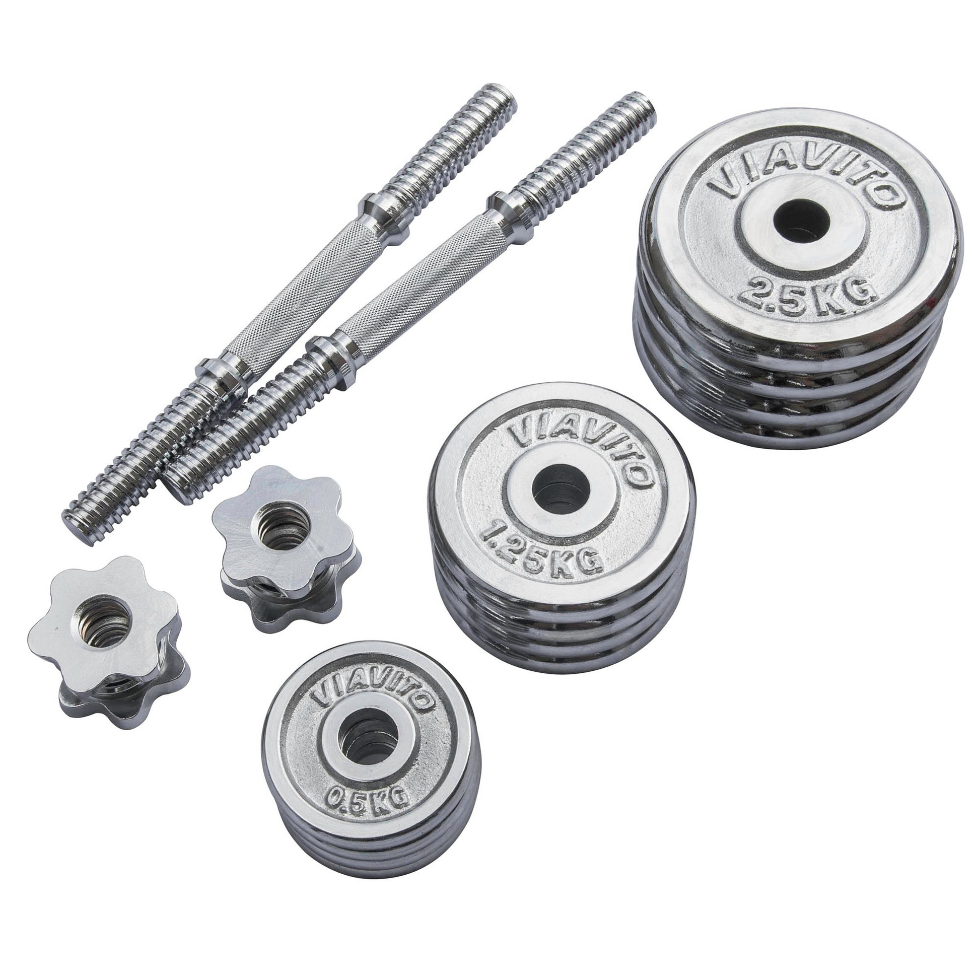 |Viavito 20kg Chrome Dumbbell Set - Parts|