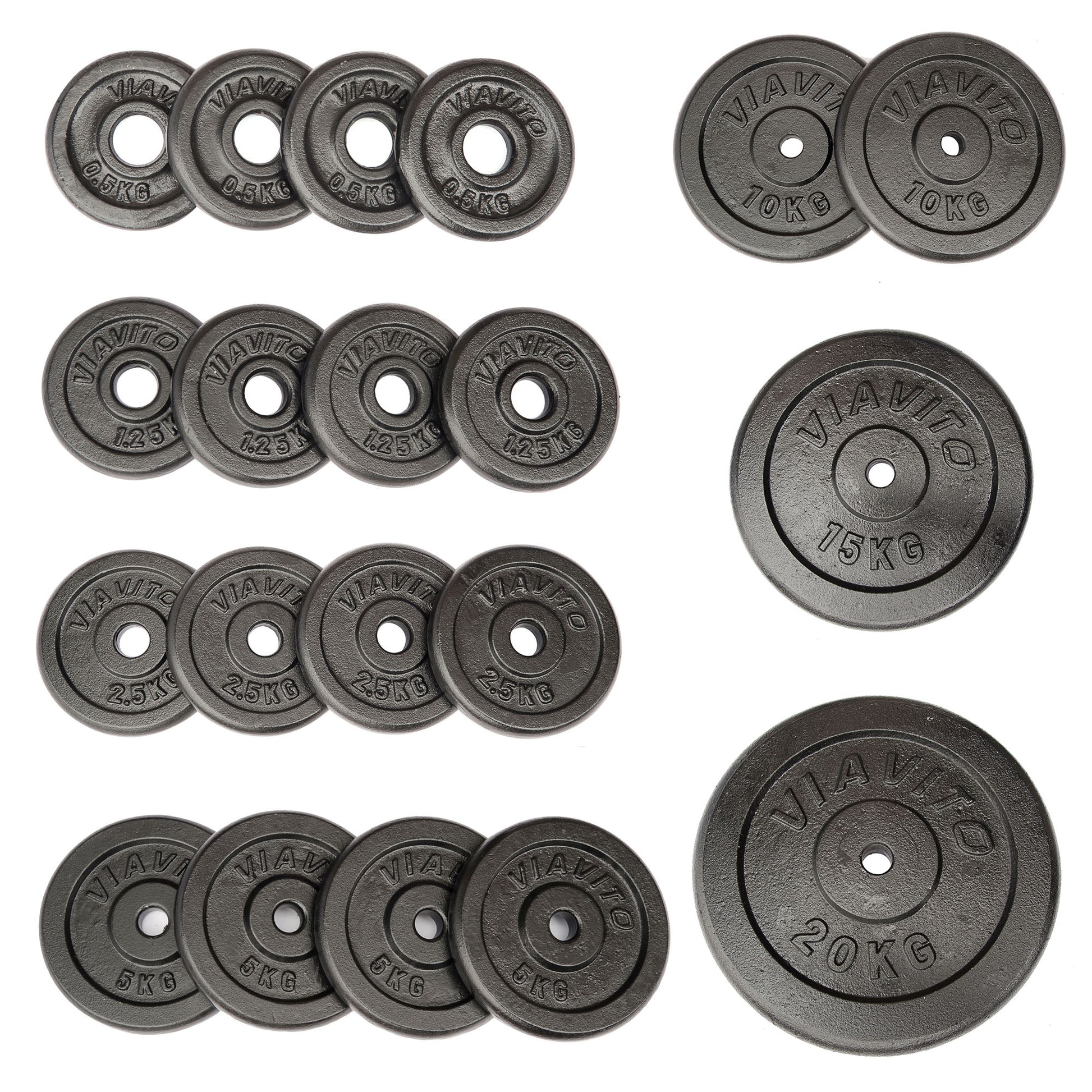 |1 x 15kg|1 x 20kg|2 x 10kg|2 x 15kg|2 x 20kg|4 x 0.5kg|4 x 1.25kg|4 x 2.5kg|4 x 5kg|
