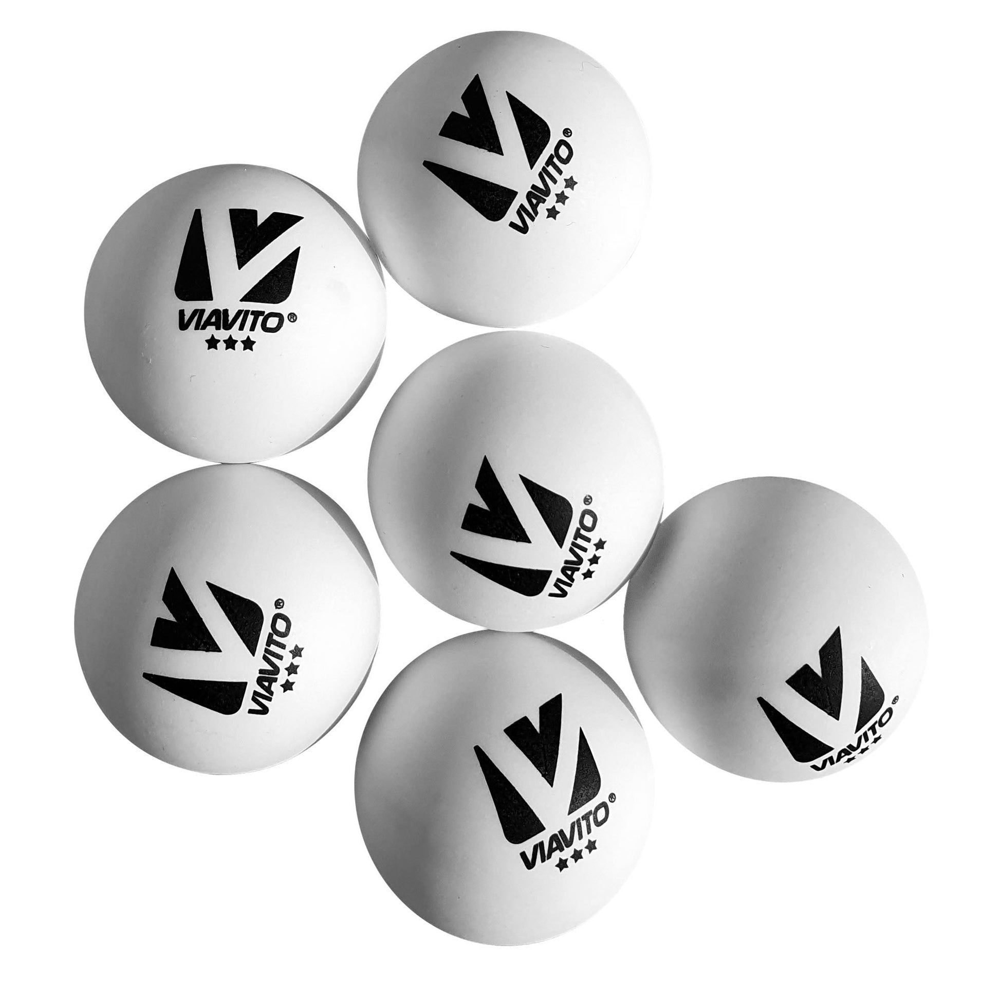|Viavito Compete Pro 3 Star Table Tennis Balls - Pack of 6 - New - Ballz2|